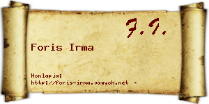 Foris Irma névjegykártya